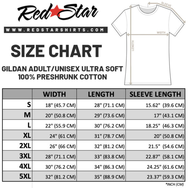 Red Star Shirts - Unisex Size Chart